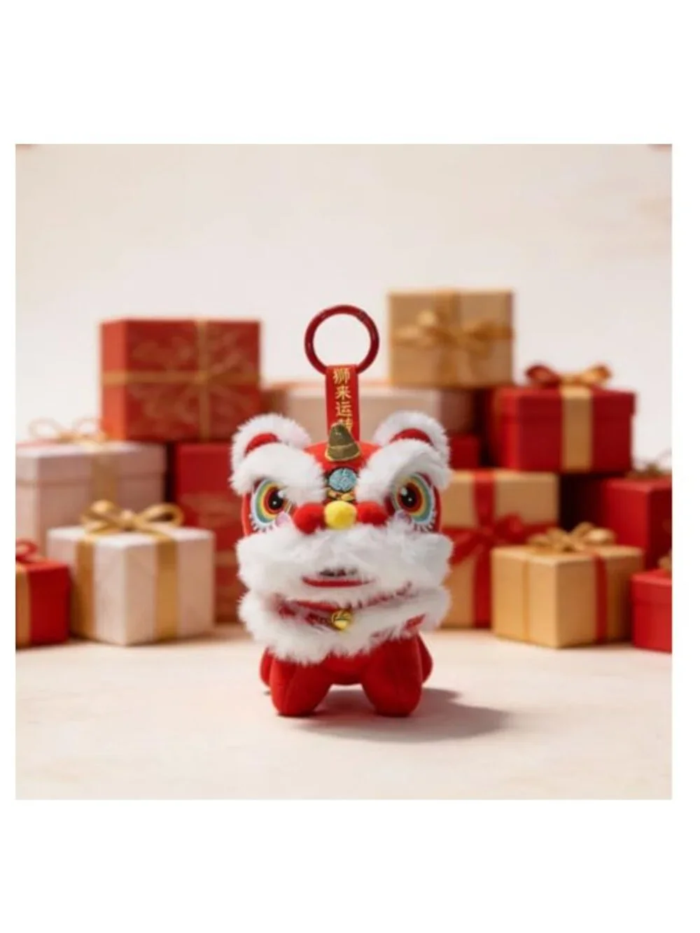 Cute Chinese Lion Dance Plush Keychain Bag Charm Handbag Purse Tote Accessory